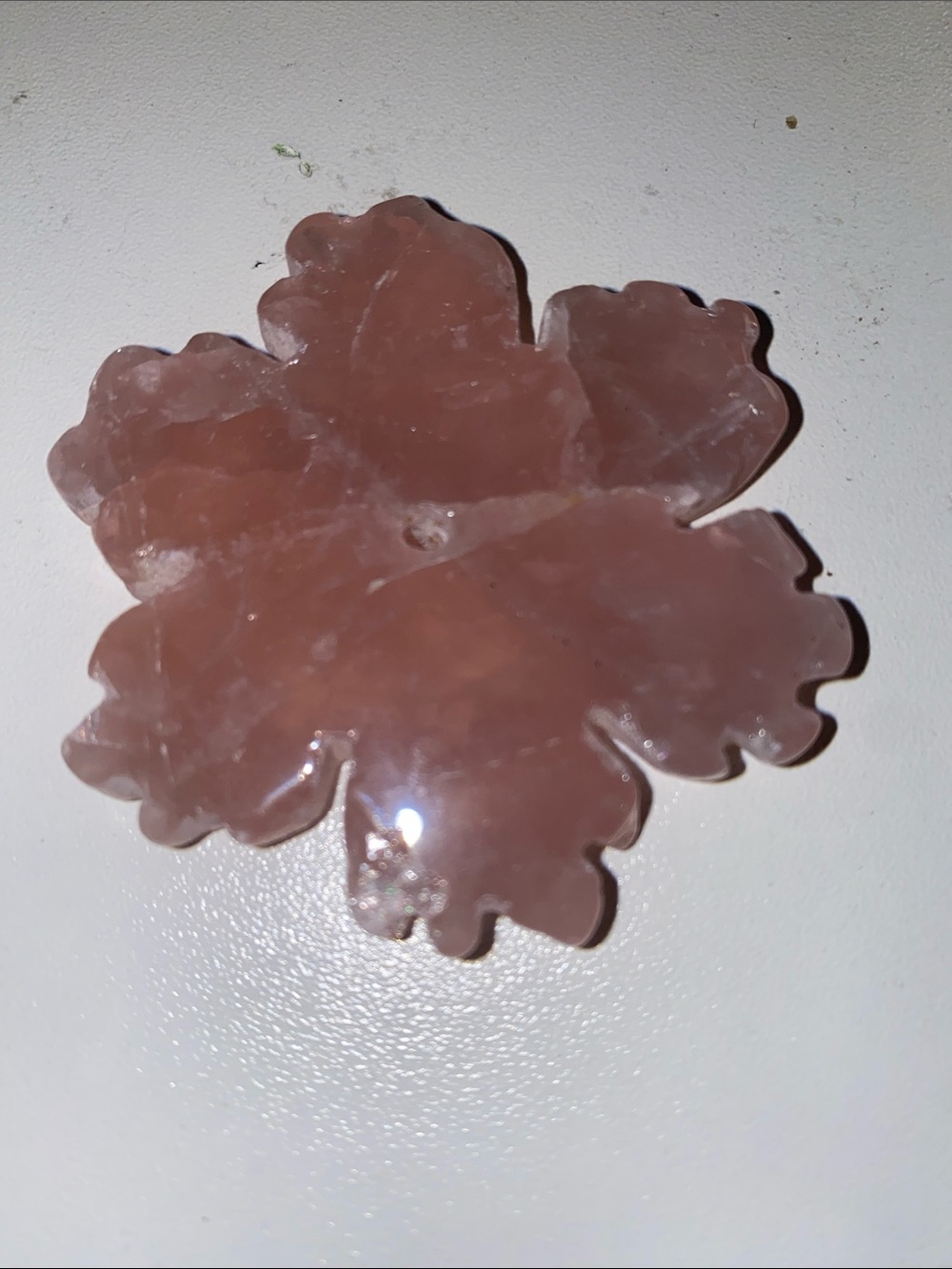 Rose Quartz Floral Pendant - Pink Stone Flower or Snowflake Accent